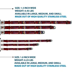 CATWOMAN Bombshell Face CLOSE-UP Red Seatbelt Buckle Collar - CATWOMAN Bombshell Pose/Diamonds Red/Purple/Black