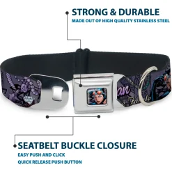 Catwoman Face Full Color Purple Seatbelt Buckle Collar - CATWOMAN-NINE LIVES OF A FELINE FATALE Pose2/Jewelry/Black Cat Purples