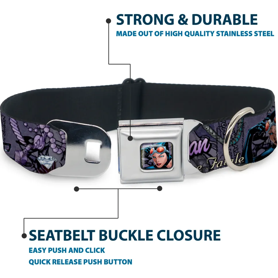 Catwoman Face Full Color Purple Seatbelt Buckle Collar - CATWOMAN-NINE LIVES OF A FELINE FATALE Pose2/Jewelry/Black Cat Purples