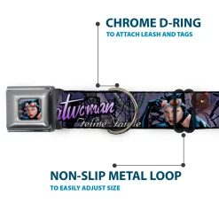 Catwoman Face Full Color Purple Seatbelt Buckle Collar - CATWOMAN-NINE LIVES OF A FELINE FATALE Pose2/Jewelry/Black Cat Purples