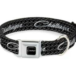 CHALLENGER Script Black Silver Seatbelt Buckle Collar - CHALLENGER Repeat w/Text Black/White