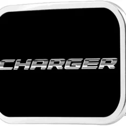 CHARGER Text Framed FCG Black/Silver-Fade - Chrome Rock Star Buckle