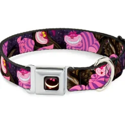 Cheshire Cat Eyes Smile Full Color Seatbelt Buckle Collar - Cheshire Cat Tree Poses