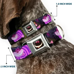 Cheshire Cat Eyes Smile Full Color Seatbelt Buckle Collar - Cheshire Cat Tree Poses
