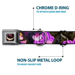Cheshire Cat Eyes Smile Full Color Seatbelt Buckle Collar - Cheshire Cat Tree Poses