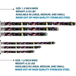 Cheshire Cat Face Full Color Black Seatbelt Buckle Collar - Alice & the Cheshire Cat Scenes