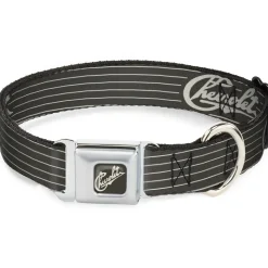 CHEVROLET Heritage Script Full Color Charcoal/Tan Seatbelt Buckle Collar - CHEVROLET Heritage Script/Stripe Charcoal/Tan