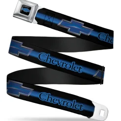 Chevrolet Horizon Bowtie Full Color Black Silver Blue Seatbelt Belt - CHEVROLET/Horizon Bowtie Ombre Black/Blue/Silver/Blue Webbing