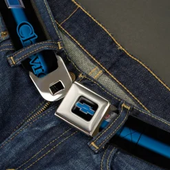 Chevrolet Horizon Bowtie Full Color Black Silver Blue Seatbelt Belt - CHEVROLET/Horizon Bowtie Ombre Black/Blue/Silver/Blue Webbing