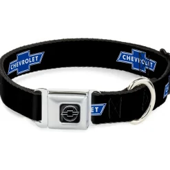Chevy Bowtie Black Silver Seatbelt Buckle Collar - Chevy Bowtie Logo REPEAT