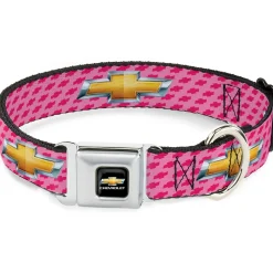 Chevy Bowtie Full Color Black Gold Seatbelt Buckle Collar - Chevy Gold Bowtie w/Logo PINK