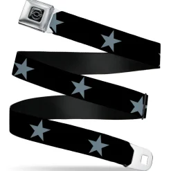 Chevy Seatbelt Belt - Star Black/Silver Webbing