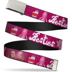 Chrome Buckle Web Belt - Amy & Penny Sketch/Portrait BESTIES Pinks/White Webbing