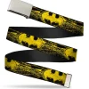 Chrome Buckle Web Belt - Batman Shield CLOSE-UP Sketch Black/Yellow Webbing