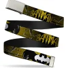 Chrome Buckle Web Belt - BATMAN w/Bat Signals & Flying Bats Yellow/Black/White Webbing