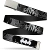 Chrome Buckle Web Belt - BATMAN w/Bat Signals & Flying Bats Black/White Webbing