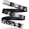 Chrome Buckle Web Belt - Batgirl/Wonder Woman/Supergirl Retro Panels Black/Pink/White Webbing