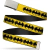 Chrome Buckle Web Belt - Bat Signal-3 Yellow/Black/Yellow Webbing