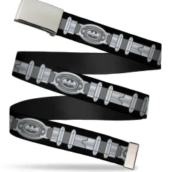 Chrome Buckle Web Belt - Batman Utility Belt Black/Gray Webbing