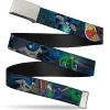 Chrome Buckle Web Belt - Batman Battling Villains in Tunnel Webbing