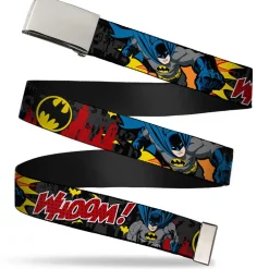 Chrome Buckle Web Belt - Batman in Action WHOOM! Red Skyline Webbing