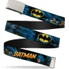 Chrome Buckle Web Belt - BATMAN Action Poses/Bat Signal Black Webbing