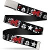 Chrome Buckle Web Belt - Classic Mickey Mouse 1928 Collage Black/White/Red Webbing