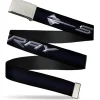 Chrome Buckle Web Belt - C7 STINGRAY Logo Black/Silver Webbing