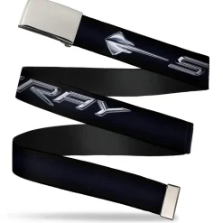 Chrome Buckle Web Belt - C7 STINGRAY Logo Black/Silver Webbing