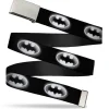 Chrome Buckle Web Belt - Cloudy Bat Signal Black/White Webbing