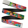 Chrome Buckle Web Belt - DORA THE EXPLORER Dora Poses/Floral Collage Orange/Pink Webbing