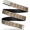 Chrome Buckle Web Belt - Dancing Bears Hemp/Black Webbing