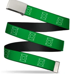Chrome Buckle Web Belt - Green Lantern Logo Green/White Webbing
