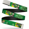 Chrome Buckle Web Belt - GREEN ARROW Poses WHAT CAN ONE MAN DO? Greens/Black Webbing