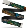Chrome Buckle Web Belt - Hogwarts House Banners & Logos Webbing