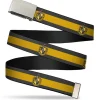 Chrome Buckle Web Belt - HUFFLEPUFF Crest/Stripe9 Brown/Gold Webbing
