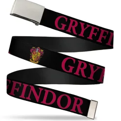 Chrome Buckle Web Belt - Harry Potter GRYFFINDOR & Crest Black/Red Webbing