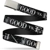 Chrome Buckle Web Belt - Harry Potter GOOD VS. EVIL Black/White Webbing