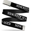 Chrome Buckle Web Belt - Harry Potter MISCHIEF MANAGED Black/White Webbing