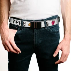 Chrome Buckle Web Belt - I "HEART" YOUR "BRAIN" Sketch Webbing