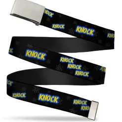 Chrome Buckle Web Belt - KNOCK KNOCK KNOCK/Atoms Black/Gray/Blue/Yellow Webbing