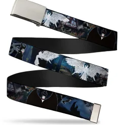 Chrome Buckle Web Belt - Maleficent/Maleficent Dragon/Diaval Forest Poses Webbing