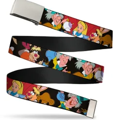 Chrome Buckle Web Belt - Mad Hatter's Tea Party Poses Webbing