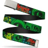 Chrome Buckle Web Belt - MARVIN THE MARTIAN w/Poses Black/Turquoise Webbing