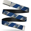 Chrome Buckle Web Belt - RAVENCLAW Crest Diagonal Stripe Gray/Blue Webbing