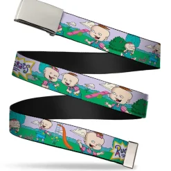Chrome Buckle Web Belt - RUGRATS Lil & Phil Outdoor Poses Webbing