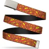 Chrome Buckle Web Belt - Super Shield Stacked Yellow/Red Webbing