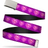 Chrome Buckle Web Belt - Superman Logo in Heart Purple/White/Pink Webbing