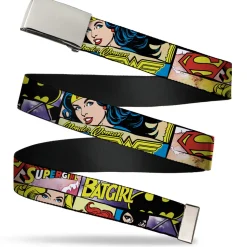 Chrome Buckle Web Belt - Superheroines Wonder Woman/Supergirl/Batgirl Webbing