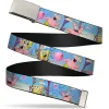Chrome Buckle Web Belt - SpongeBob & Patrick Starfish Jellyfishing Scenes Webbing
